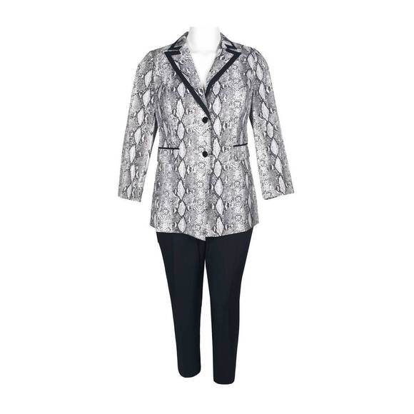NEW EMILY SHALANT women's notched collar crepe jacket & pencil pant set - plus i